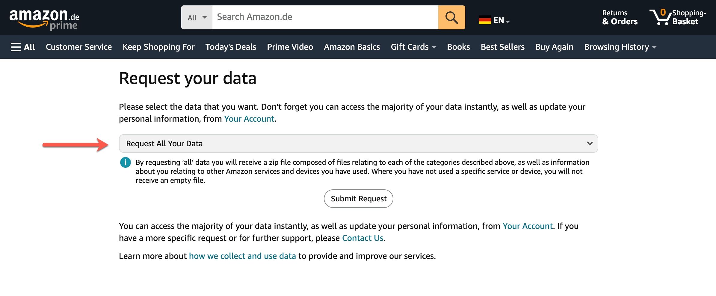 Requesting Amazon order data for analysis