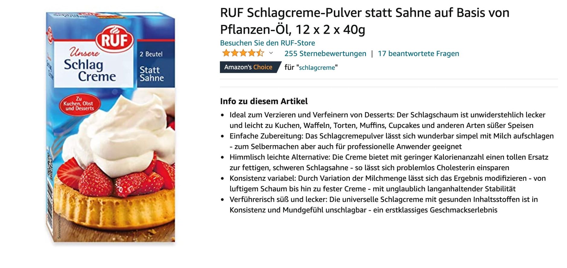 Beispiel Produkt RUF Schlagcreme