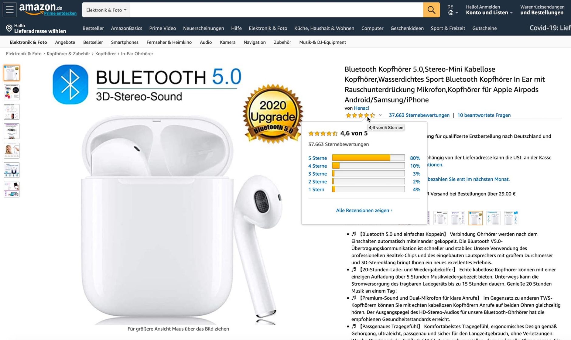 Amazon Produkt mit 37.000 Fake Bewertungen in nur zwei Wochen