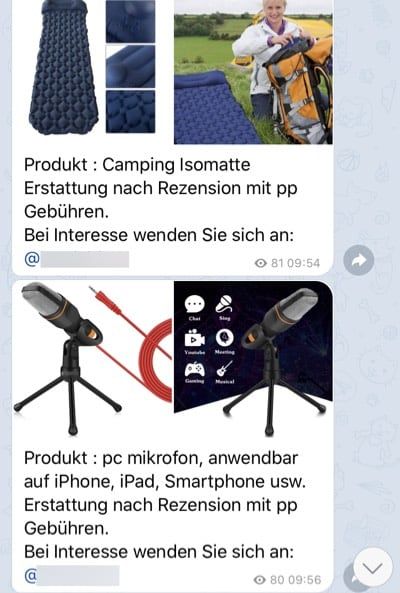 Telegram Gruppe für gekaufte Amazon Rezensionen mit Erstattung
