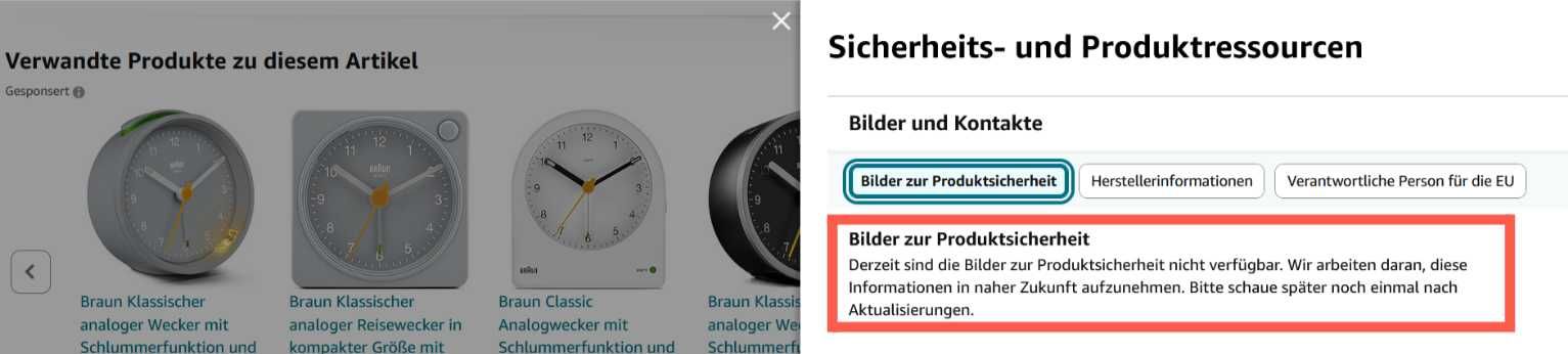 Produktdetailseite bei fehlenden Informationen