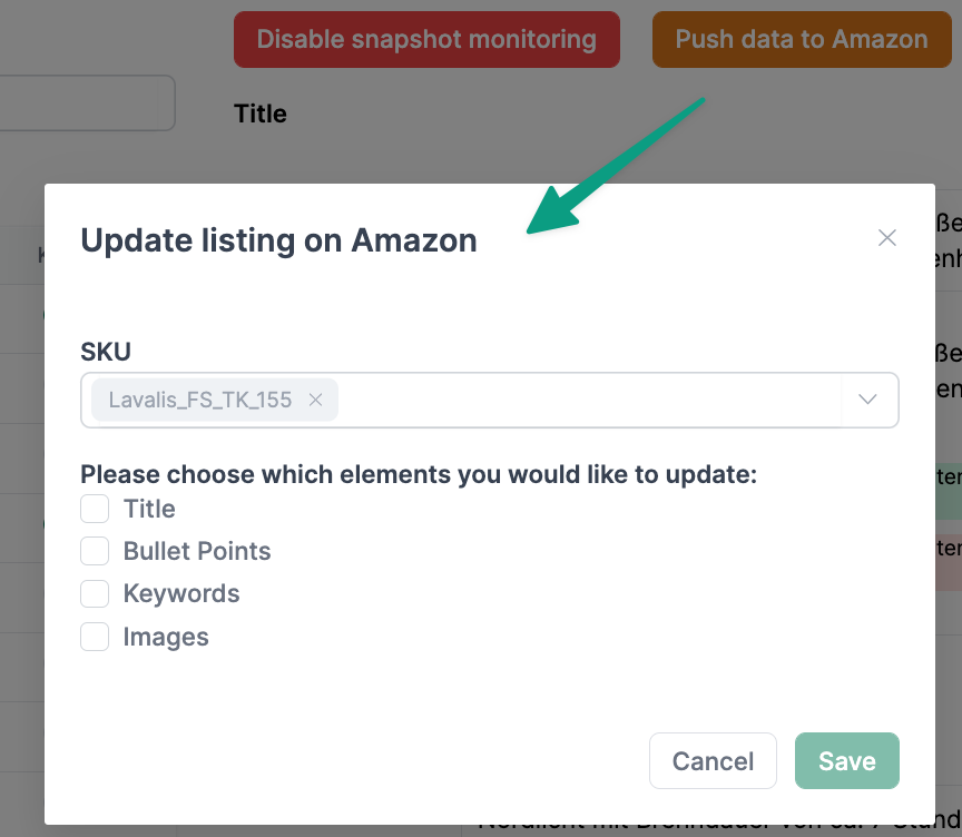 Push data to amazon