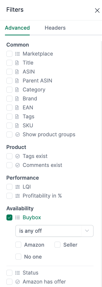 Filter Options Content