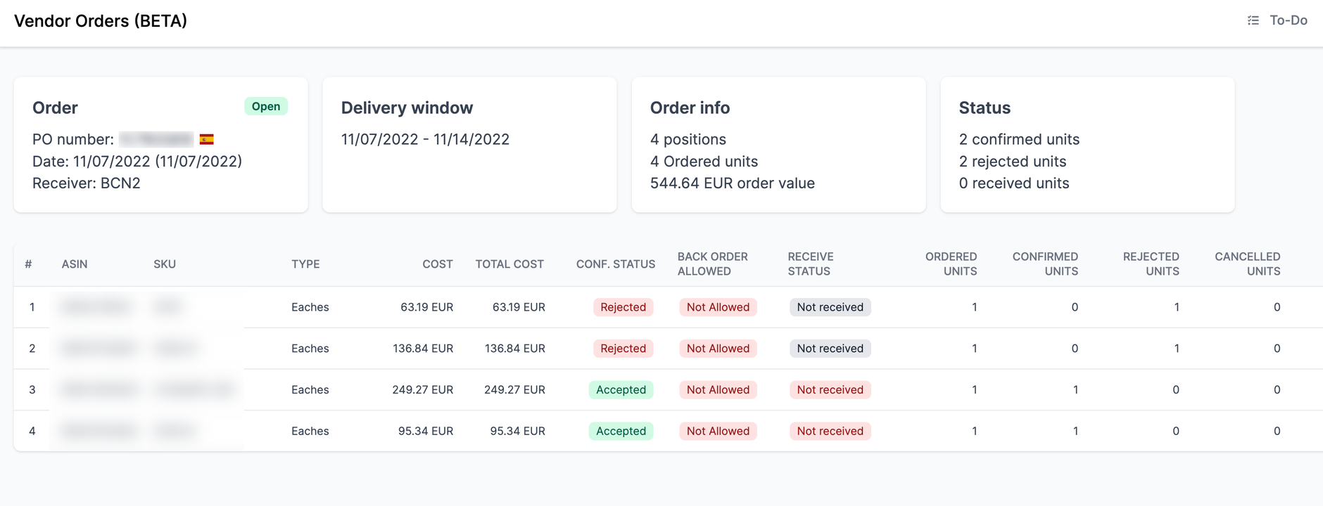 Vendor Orders Overview