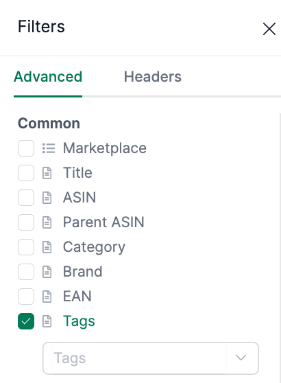 Filter option to display Amazon products with a specific tag in AMALYTIX