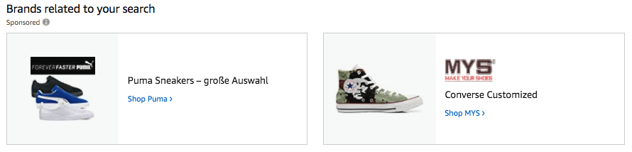 Display of the Amazon Brand Store as a banner below the search results