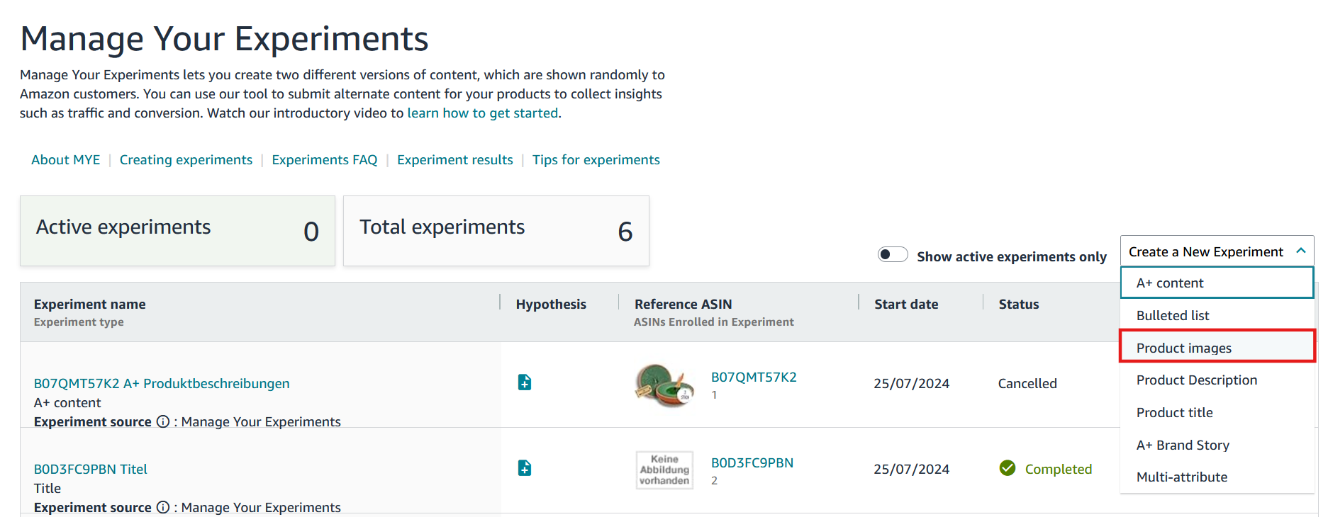 A/B testing for the main image