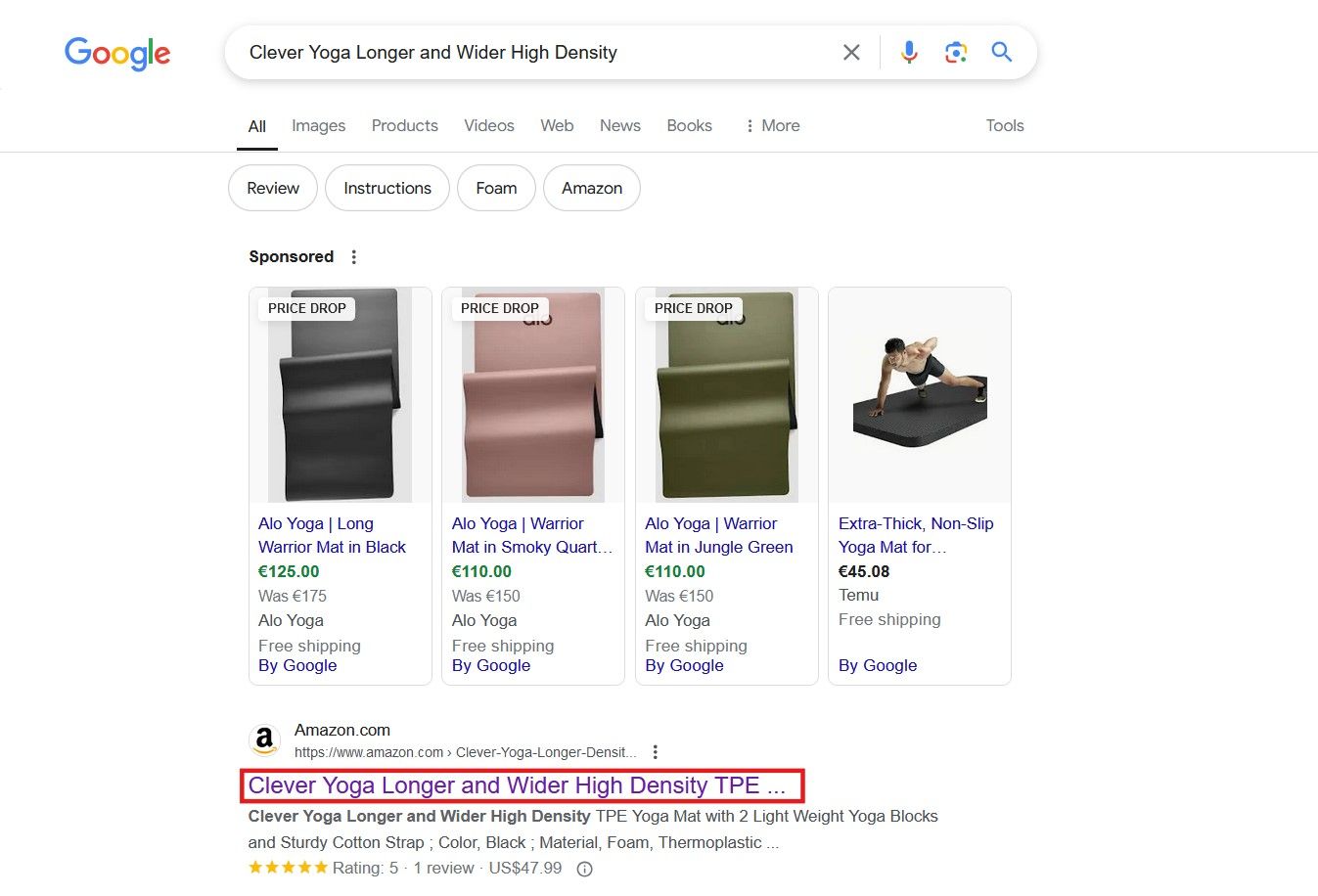 Amazon product title display on Google