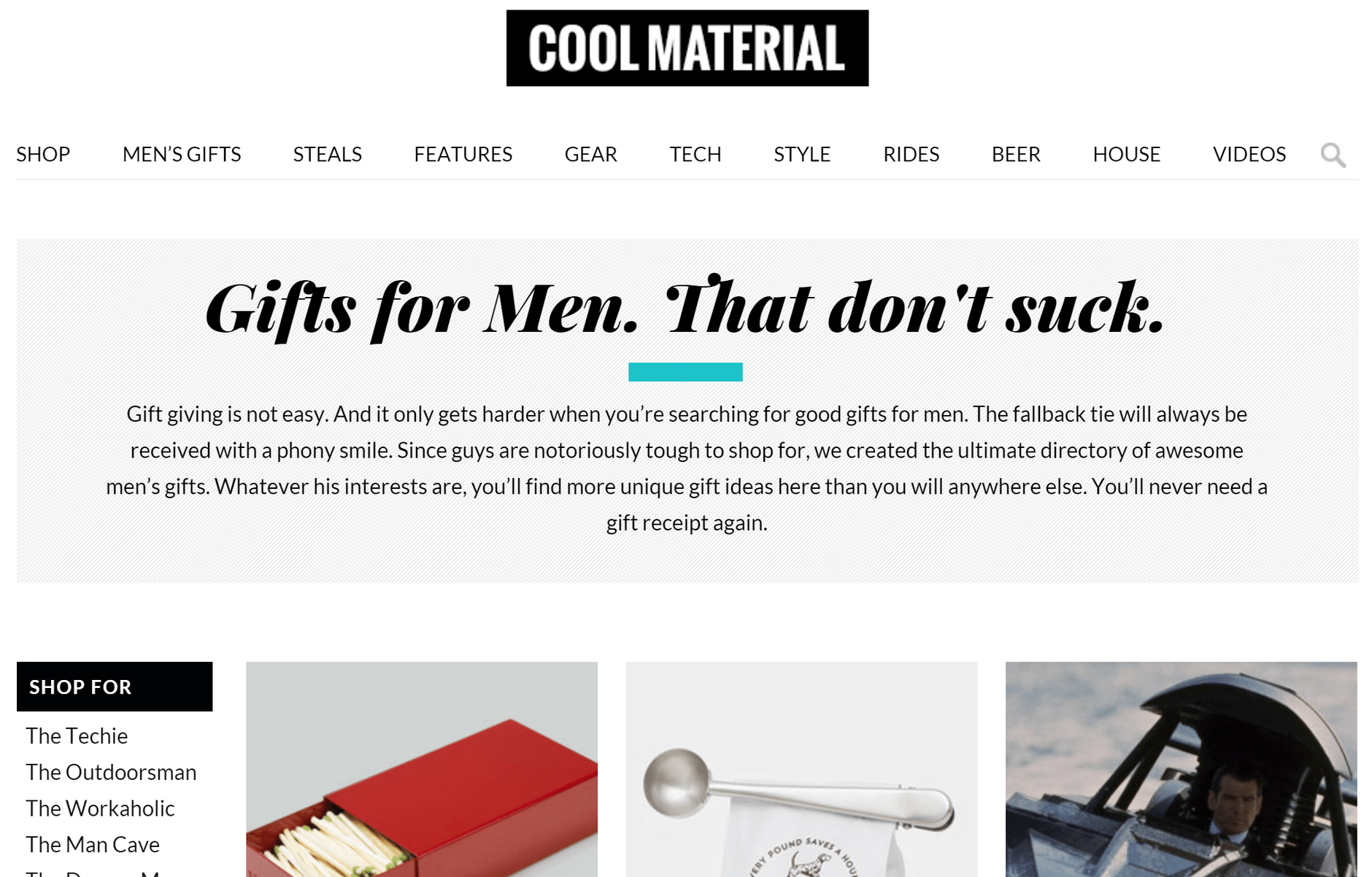 Screenshot of Cool Material Website