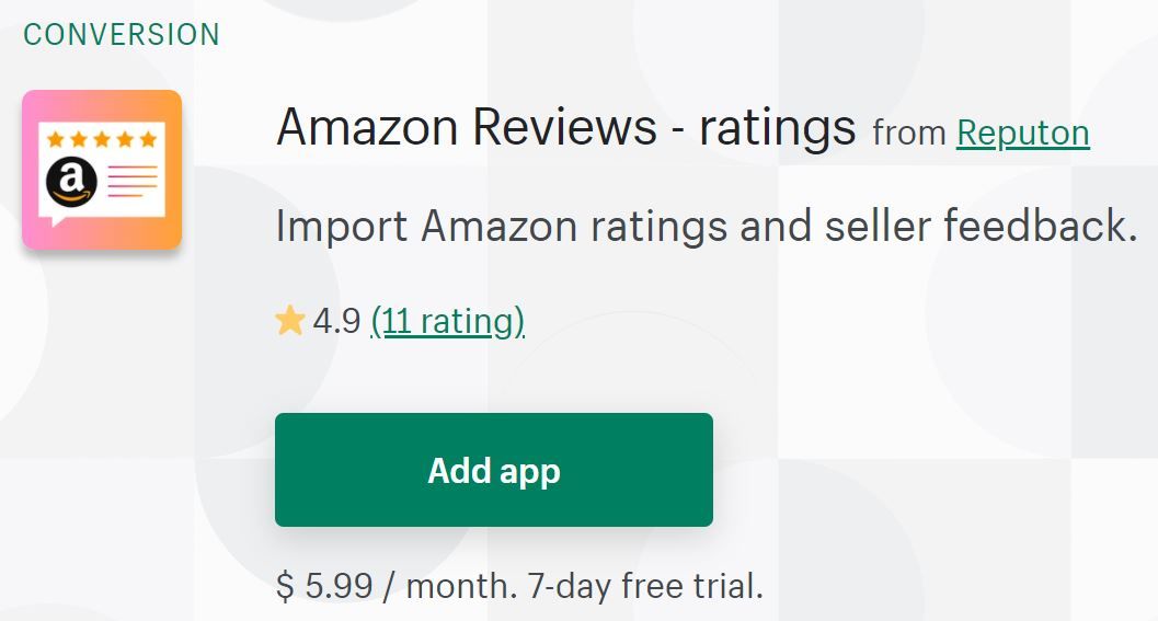 Amazon Reviews Shopify App Store