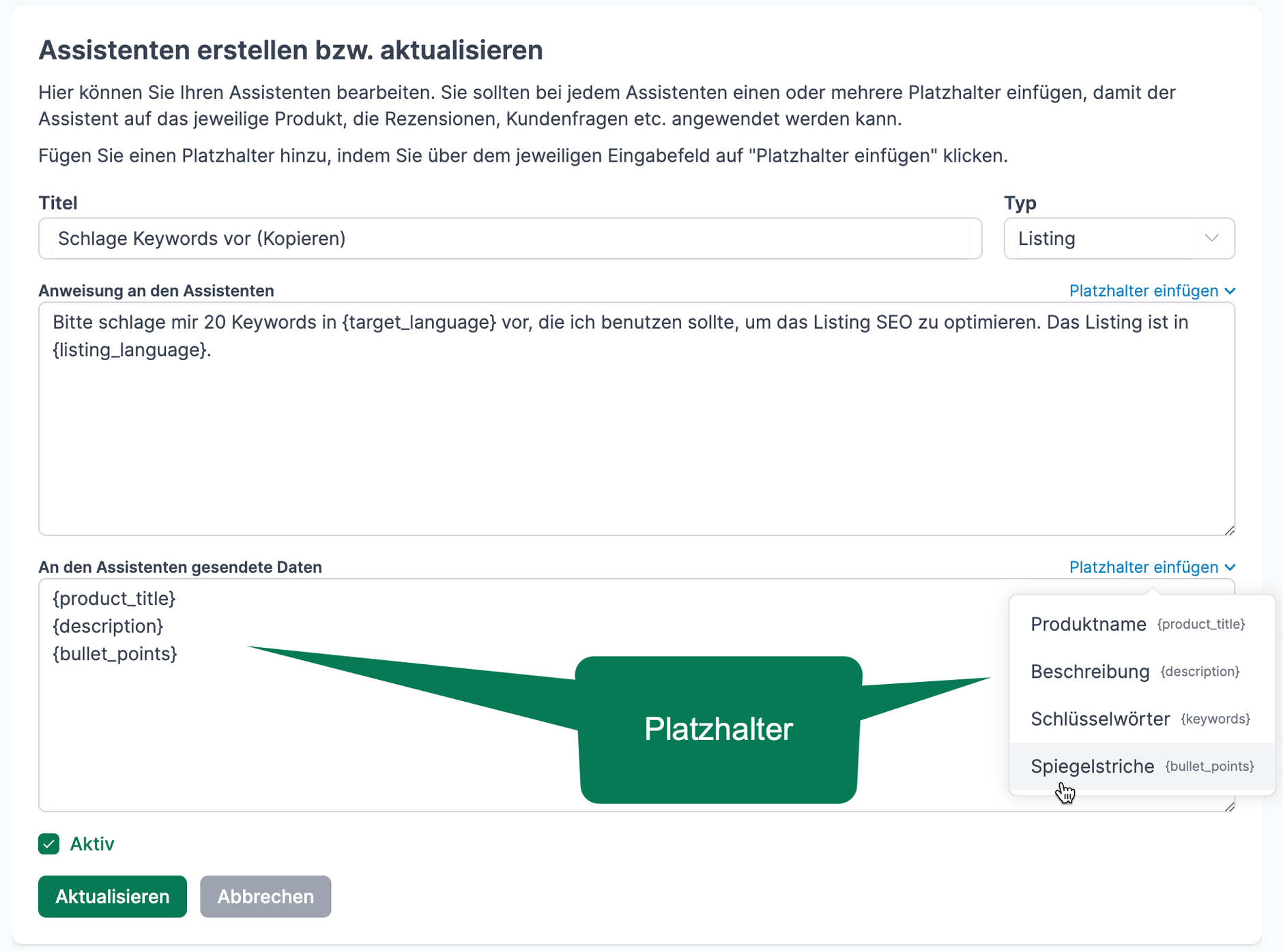 Neuen Assistenten erstellen