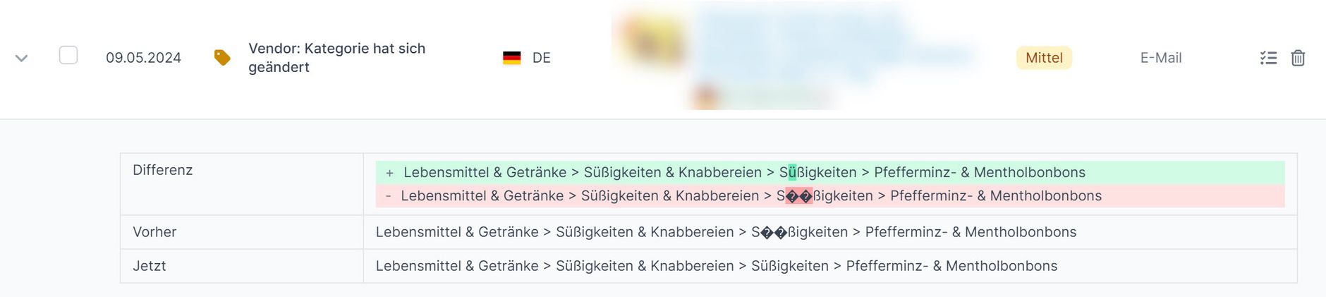 Amazon Hinweis Kategorie hat sich geändert zusätzliche Angaben
