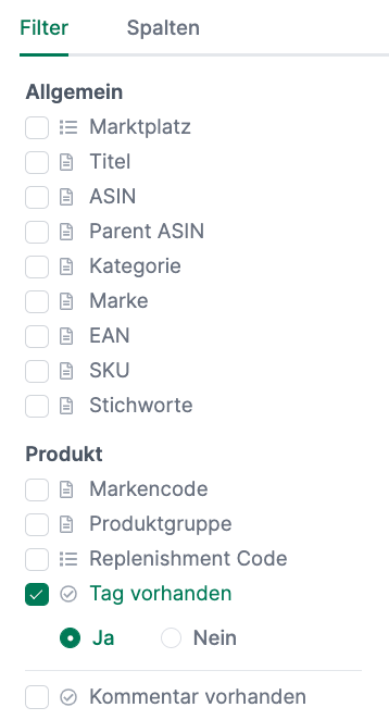 AMALYTIX Vendor Produkte Tag Filter