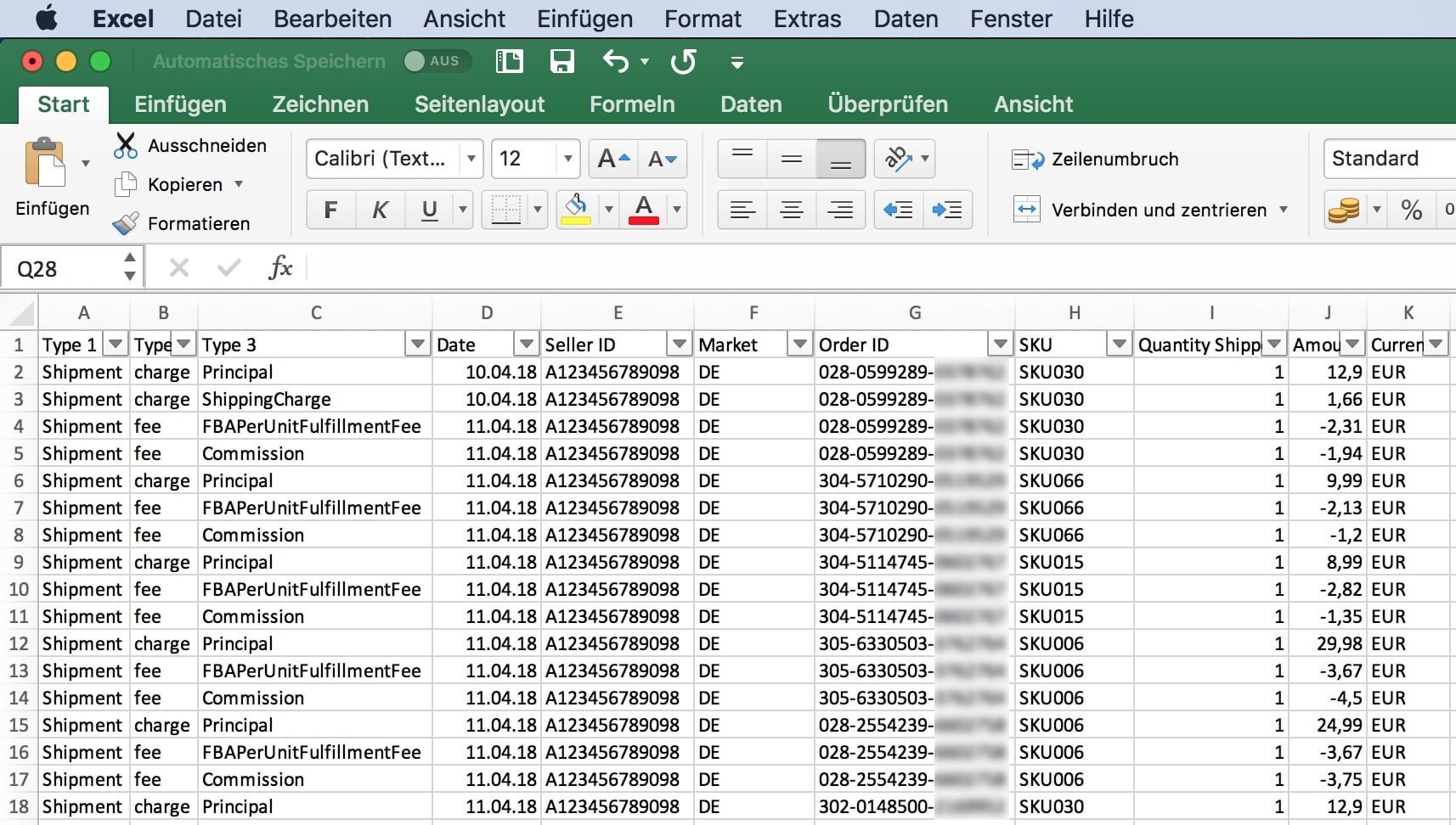 Amazon Excel Auswertung