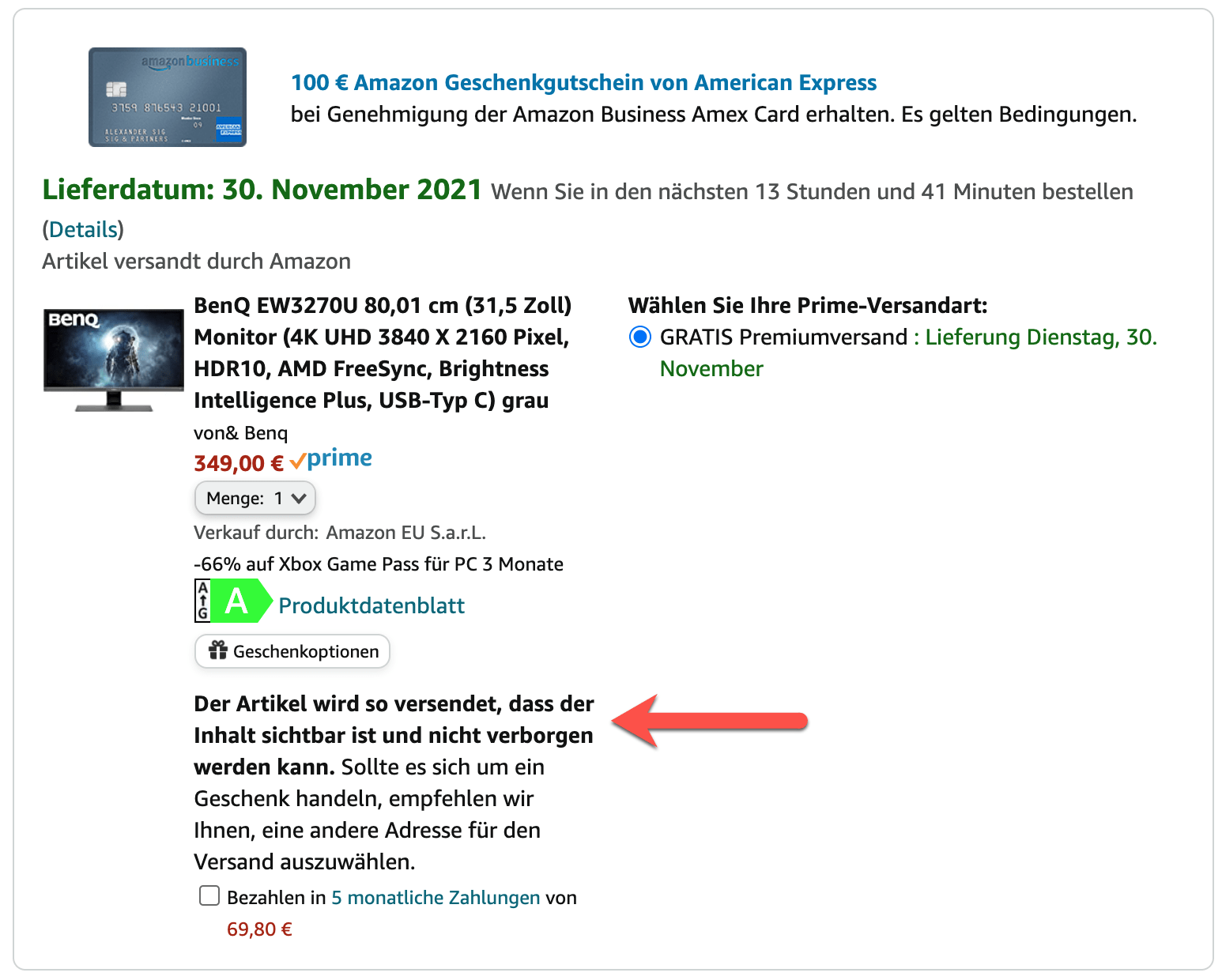 Beispiel für eine Kennzeichnung auf Amazon, dass eine Verpackung für das FFP-Programm zertifiziert ist