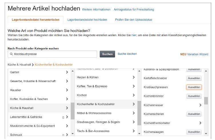 Kategoriebaum durchsuchen