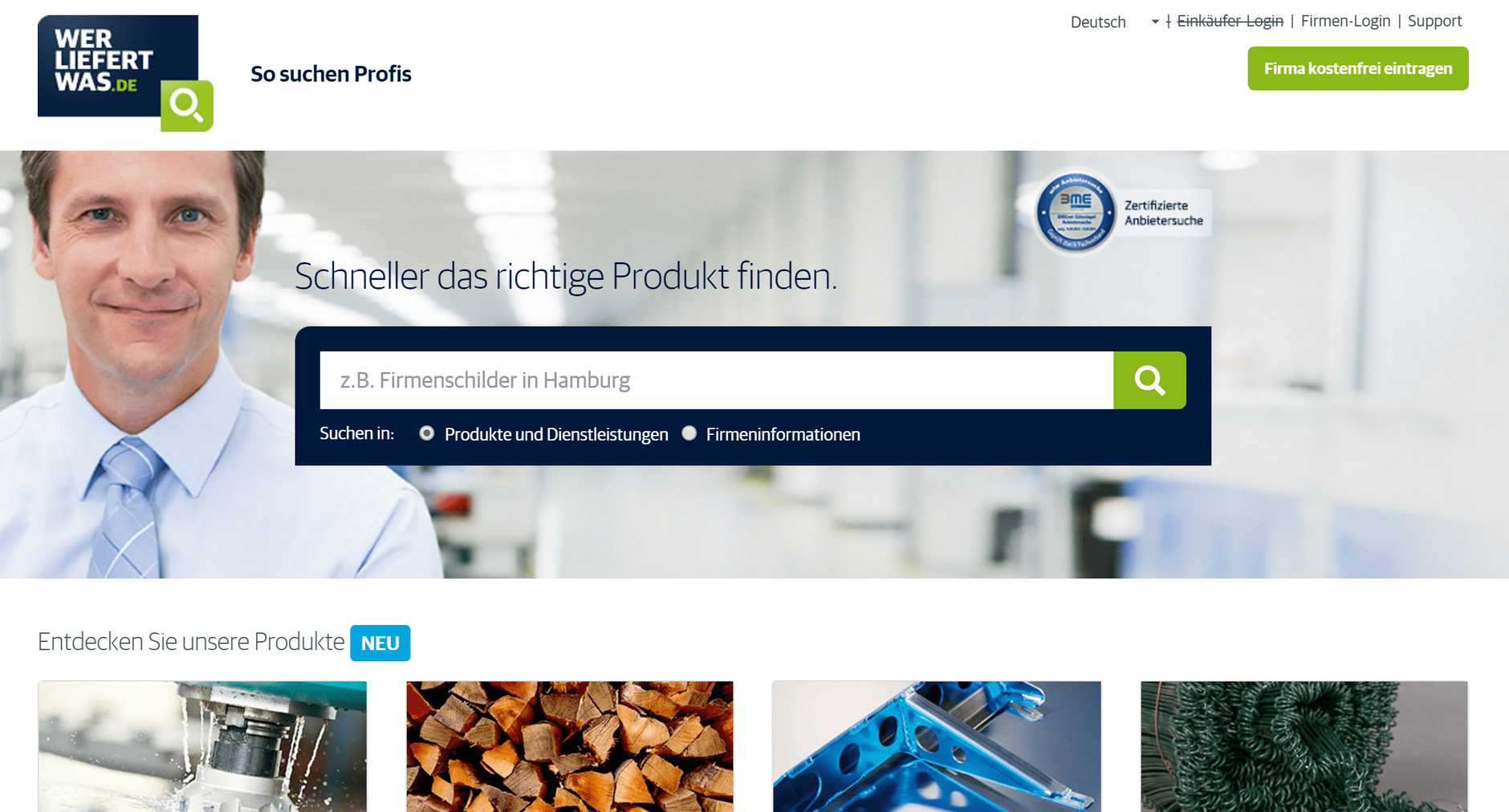 Amazon Private Label Lieferanten finden Startseite von 'Wer liefert was'