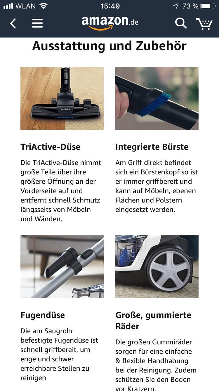 A+ content Amazon in der mobilen Ansicht