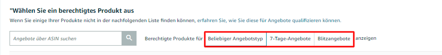 Einstellung eines 7-Tage-Angebots