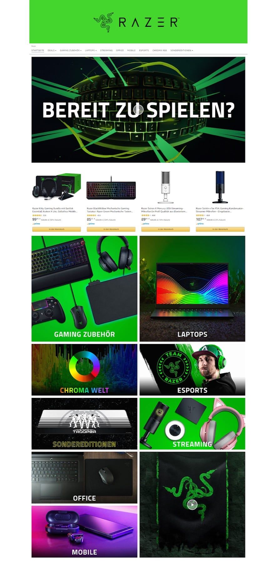Amazon Brand Store - Beispiel Razer
