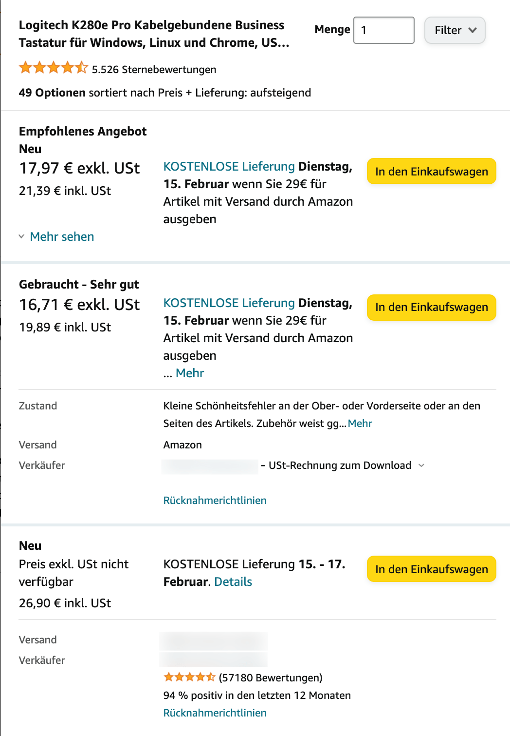 Liste weiterer Angebote