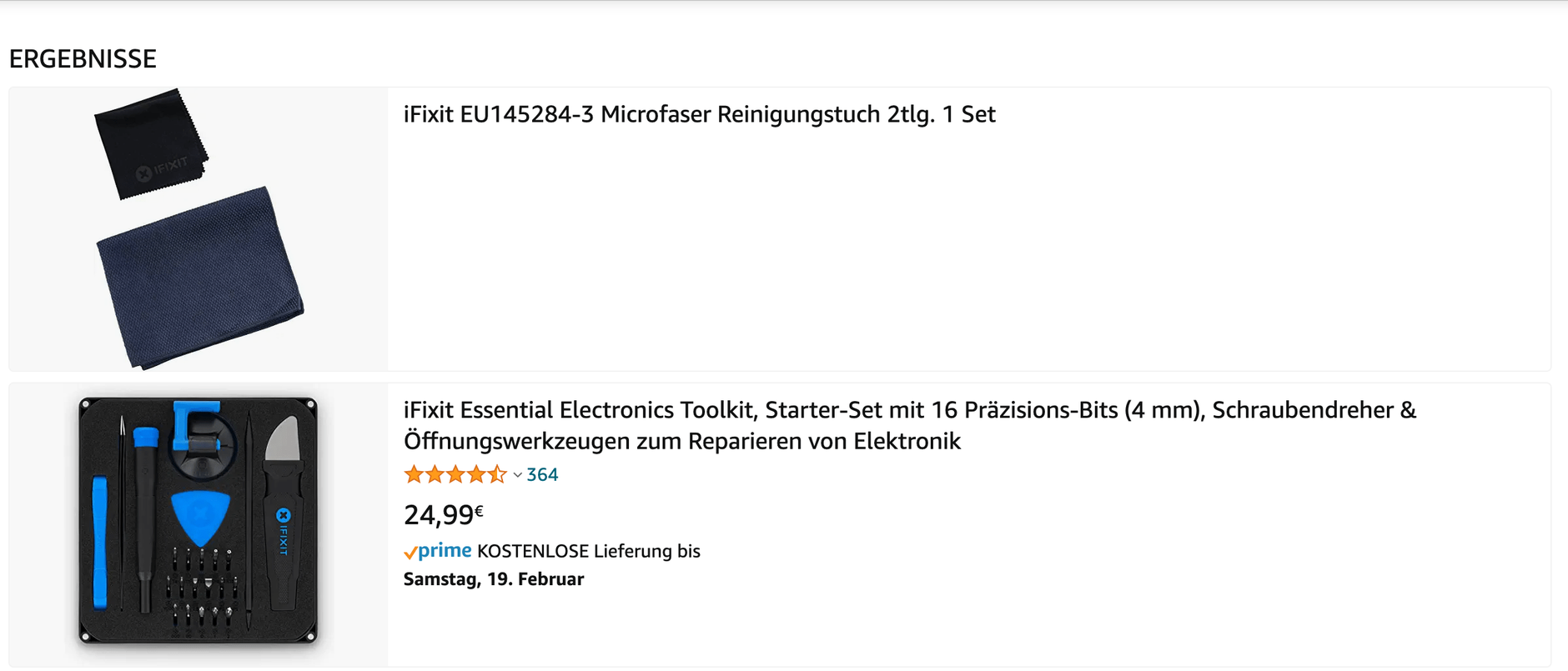 So erscheint ein Produkt ohne Buy Box in der Suche