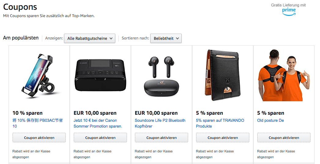 Amazon Coupon Landingpage