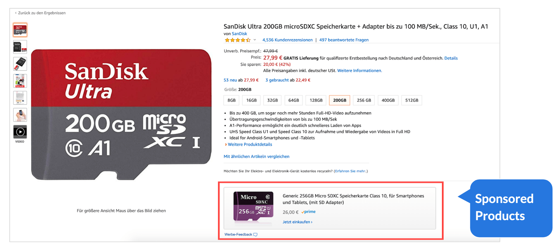 Produktbasiertes Targeting für Sponsored Products Anzeigen