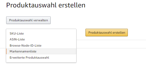 Kriterium für die Produktauswahl auswählen