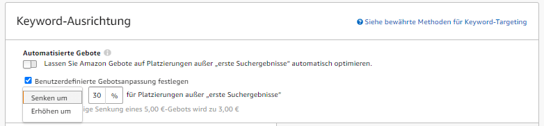 Benutzerdefinierte Gebotsanpassung für Kampagnen