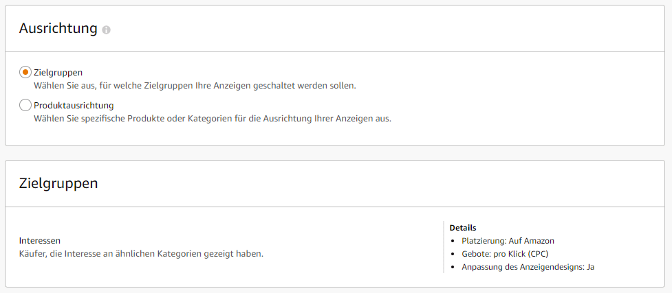Sponsored Display - Zielgruppen-Ausrichtung auswählen
