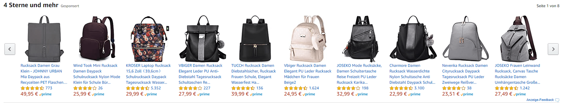 Amazon Sponsored Products Anzeigen im Carousel unter der Beschreibung des Produkts