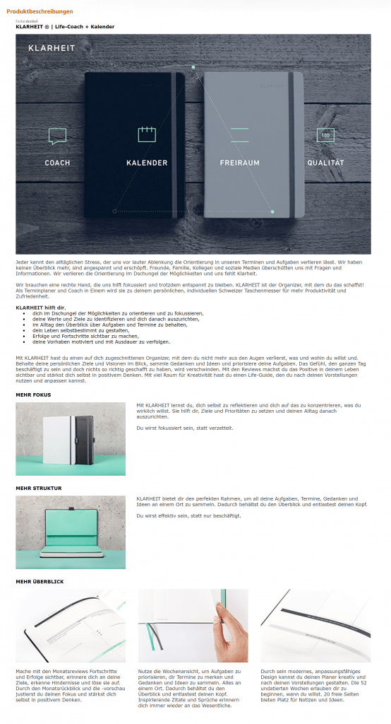 Amazon enhanced Brand Content in Produktbeschreibung