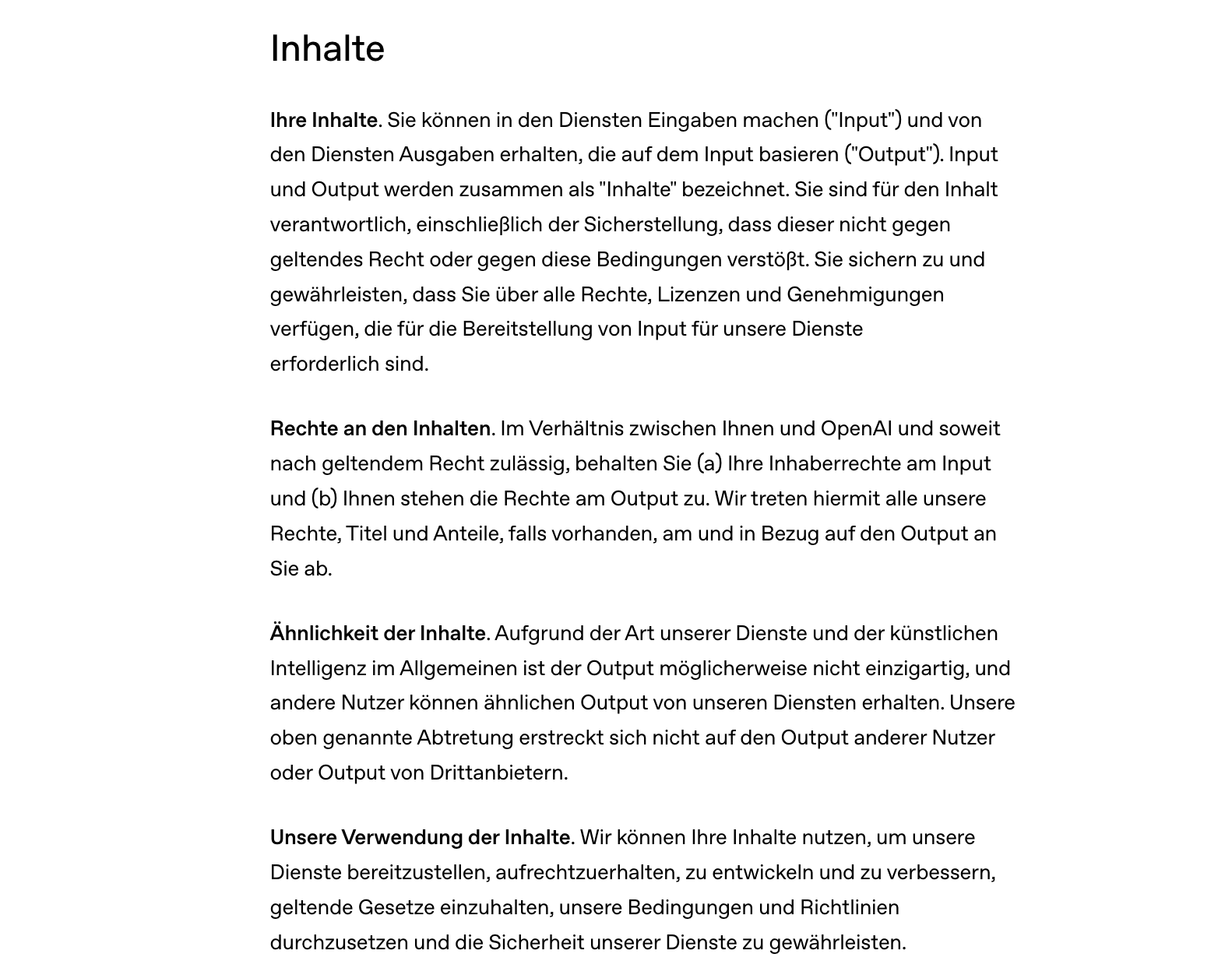 Nutzungsbedingungen ChatGPT