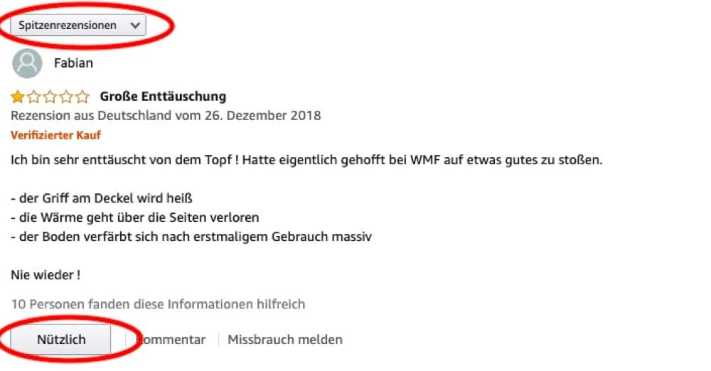 Abbildung einer Amazon Spitzenrezension