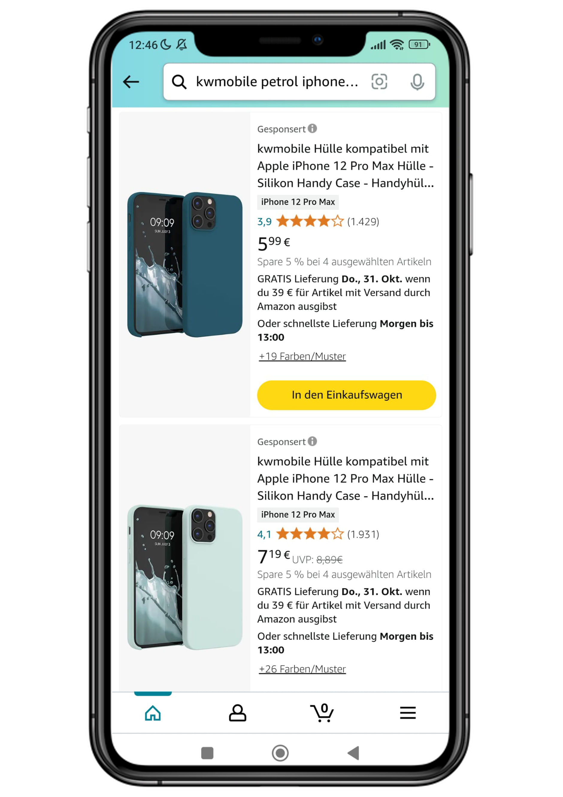 Amazon Produktbilder in der Amazon Suche mobil