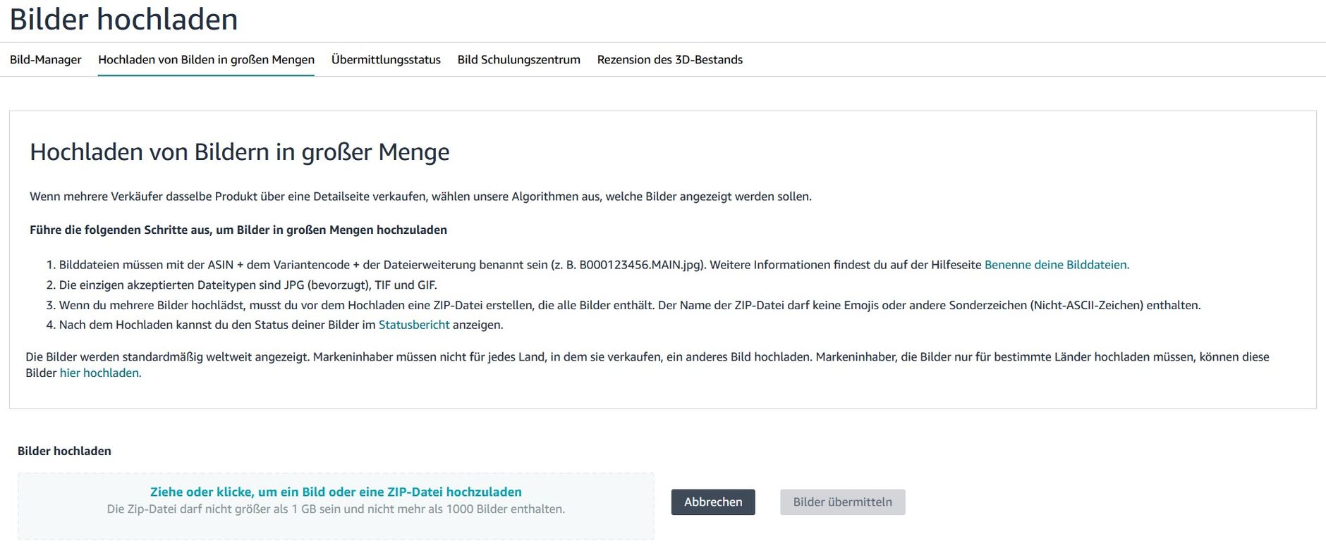 Hier finden Sie Massenupload für Bilder
