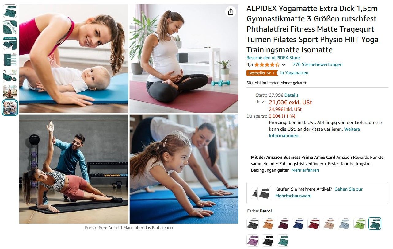 Teilaufnahme eines Produktes auf der Produktdetailseite