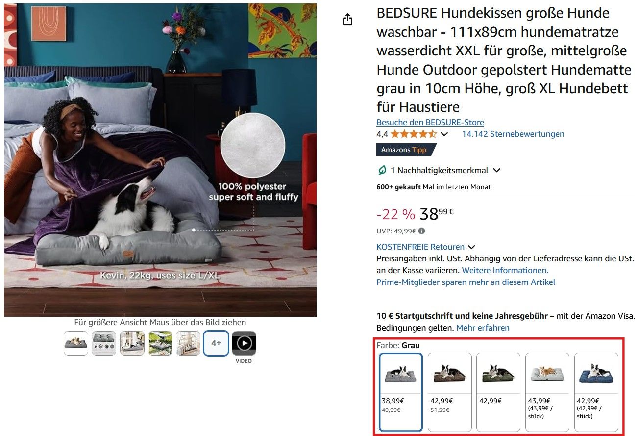 Swatch-Bilder zeigen die verschiedenen Farbvarianten des Produkts