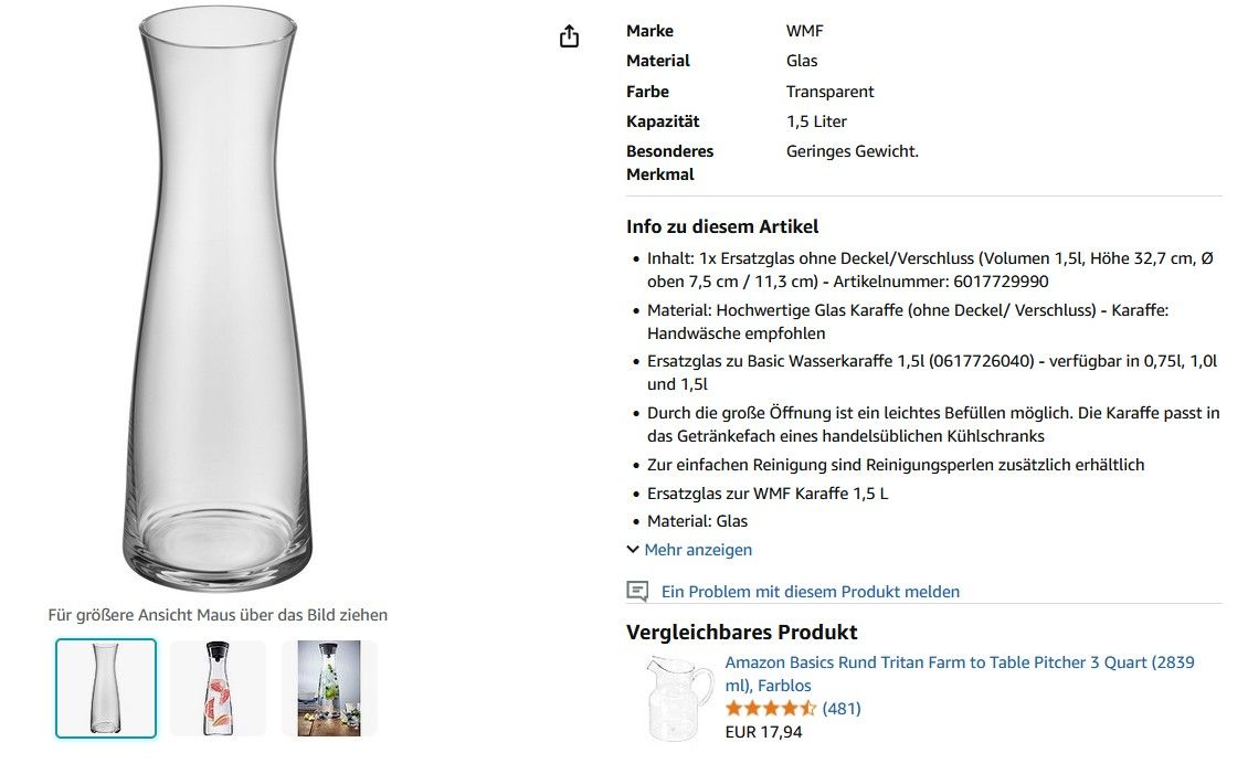 Nutzung der Bullet Points für die Anzeige wesentlicher Produkteigenschaften