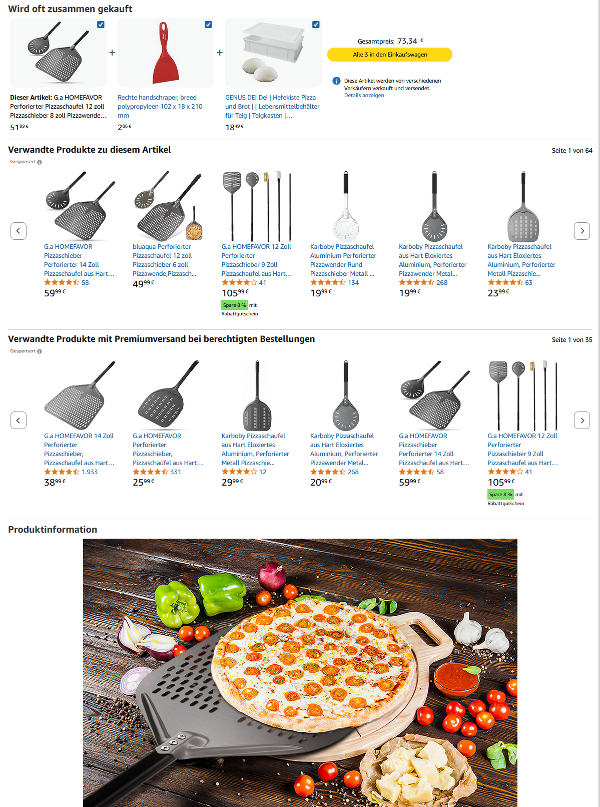 Below the fold Bereich eines Produktlistings