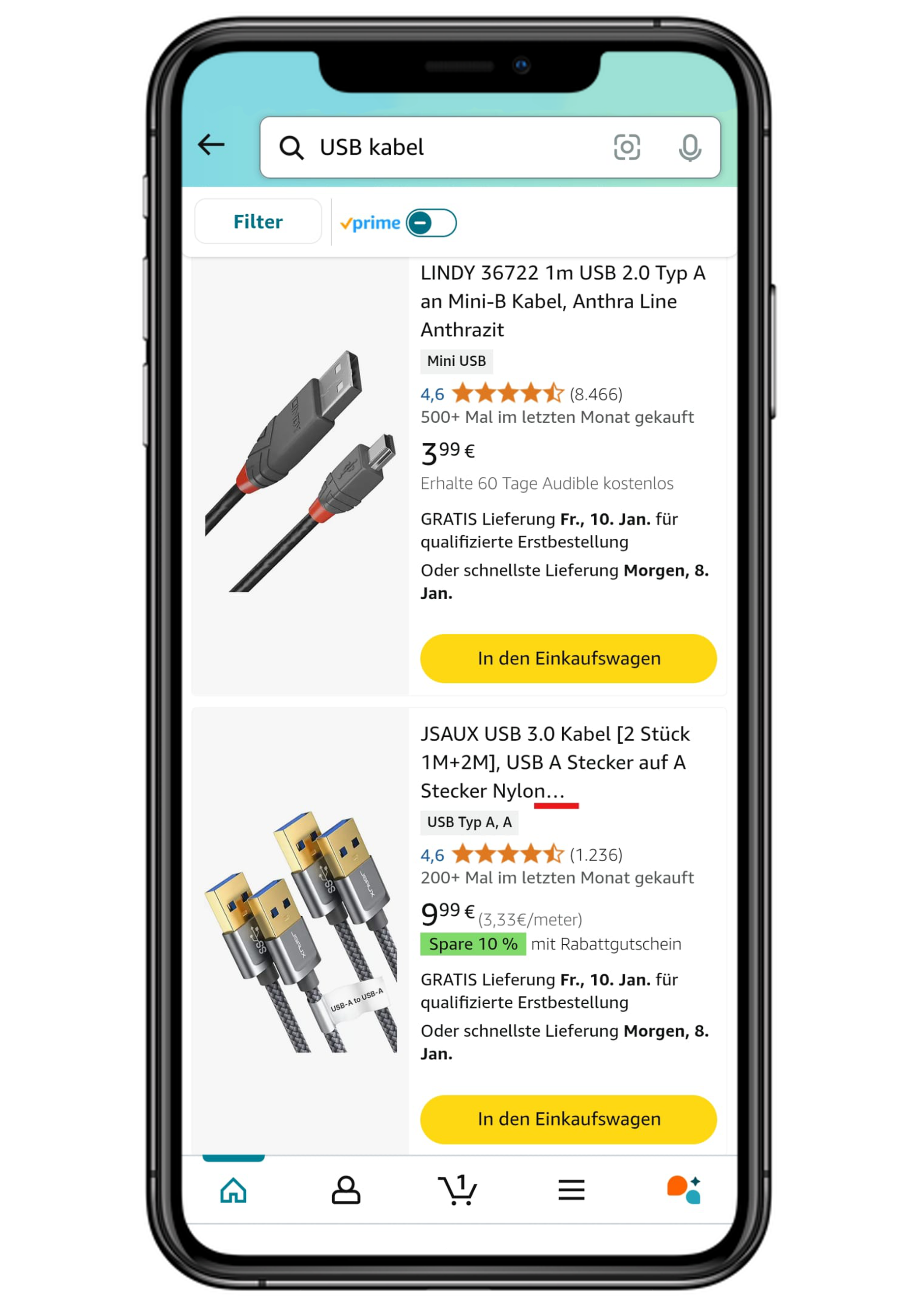 Suchergebnisse mit gekürztem Titel in der Amazon App