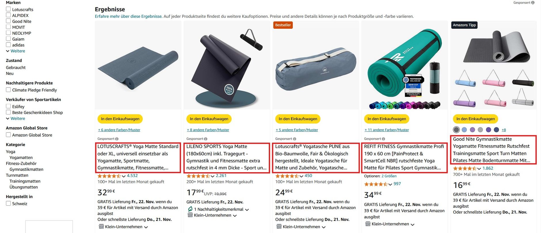 Darstellung des Produkttitels auf Amazon