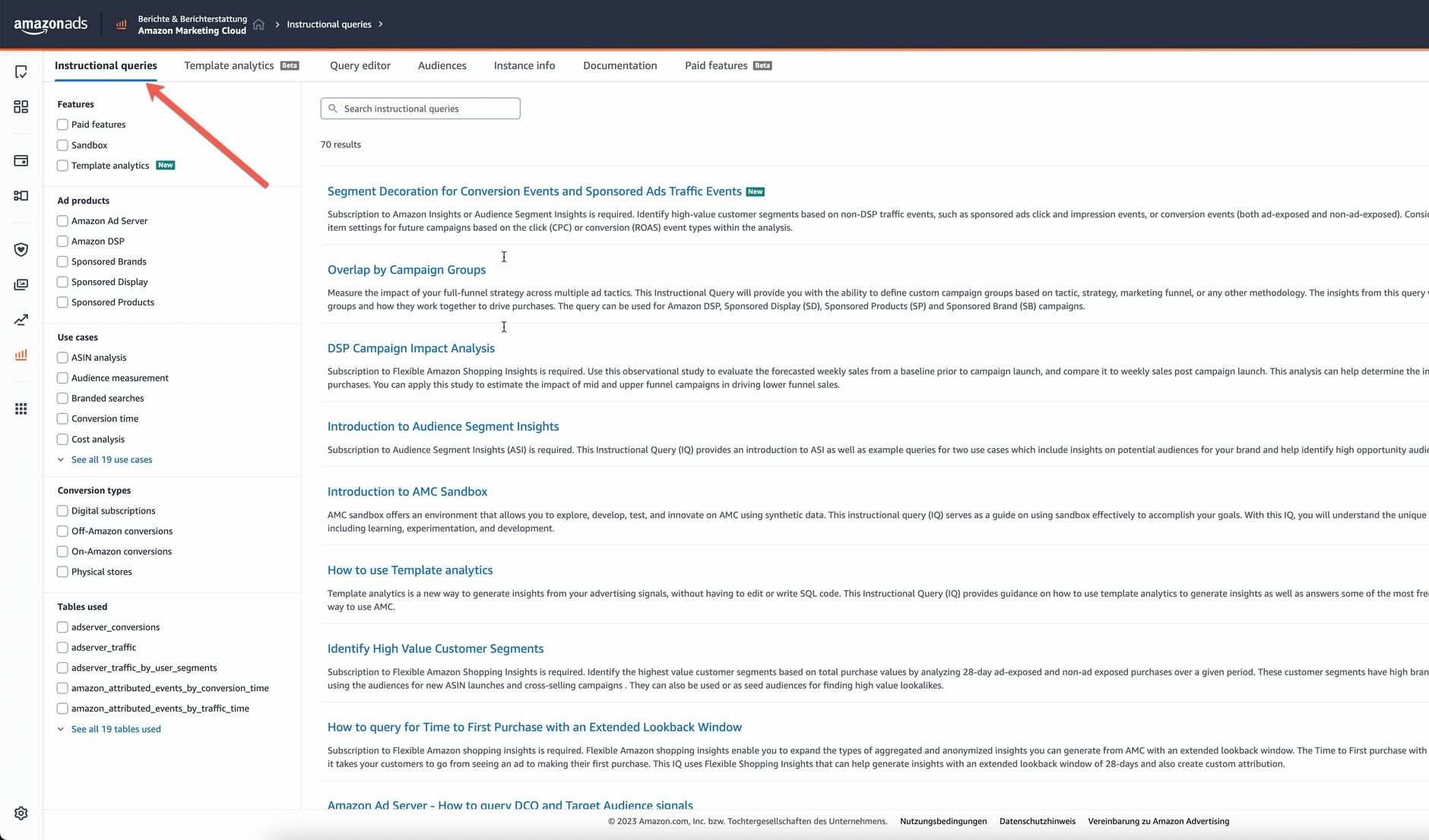 Instructional Queries in der Amazon Marketing Cloud